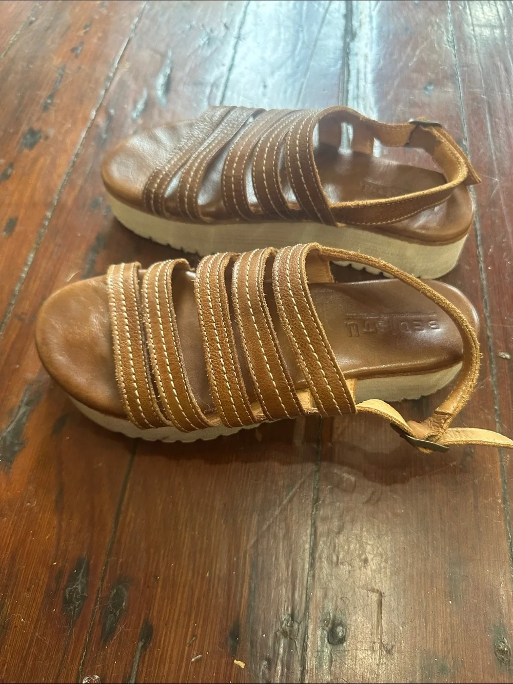 Bed Stu Brown Strappy Leather Sandals size 6